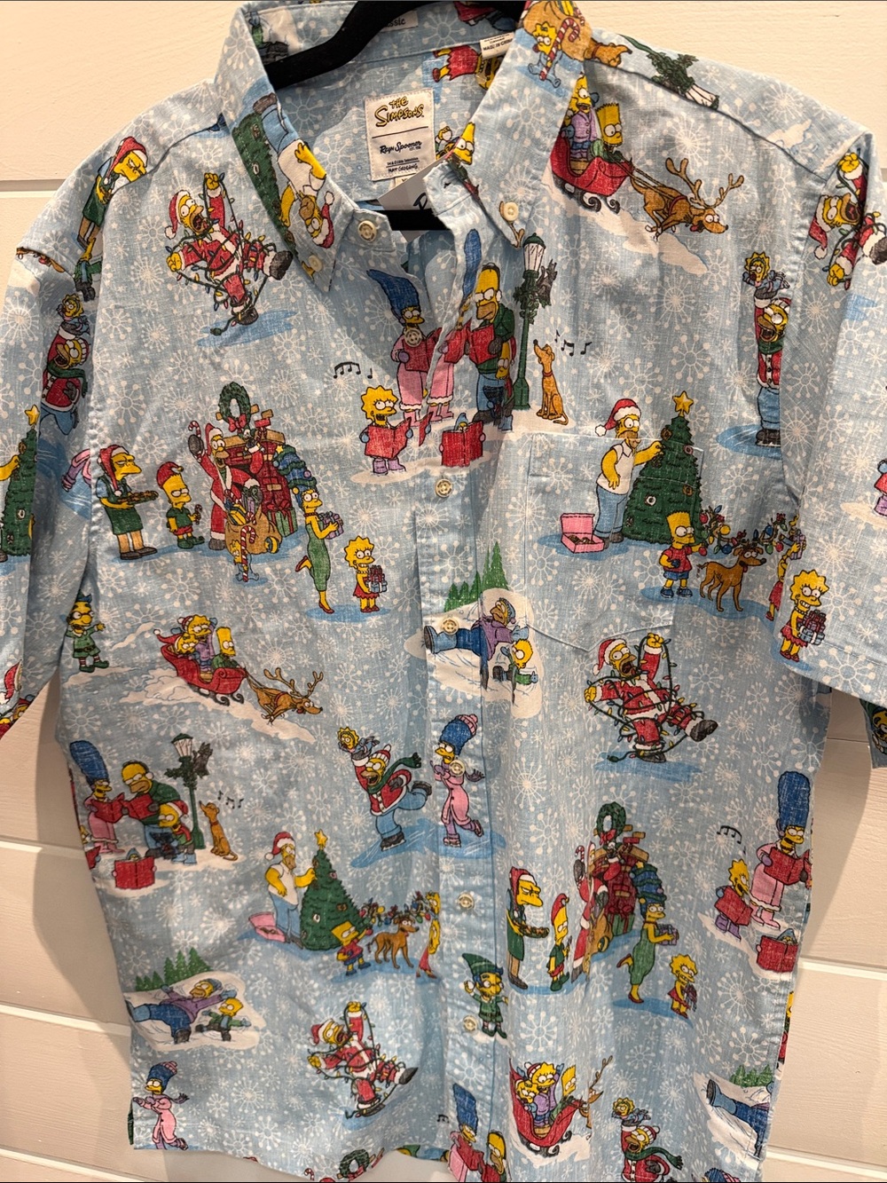 reyn spooner Light Blue Holiday Simpsons Print Button-Down Shirt xl NWT